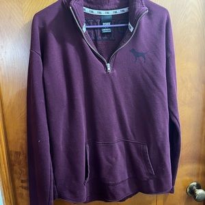 PINK burgundy half zip sweatshirt